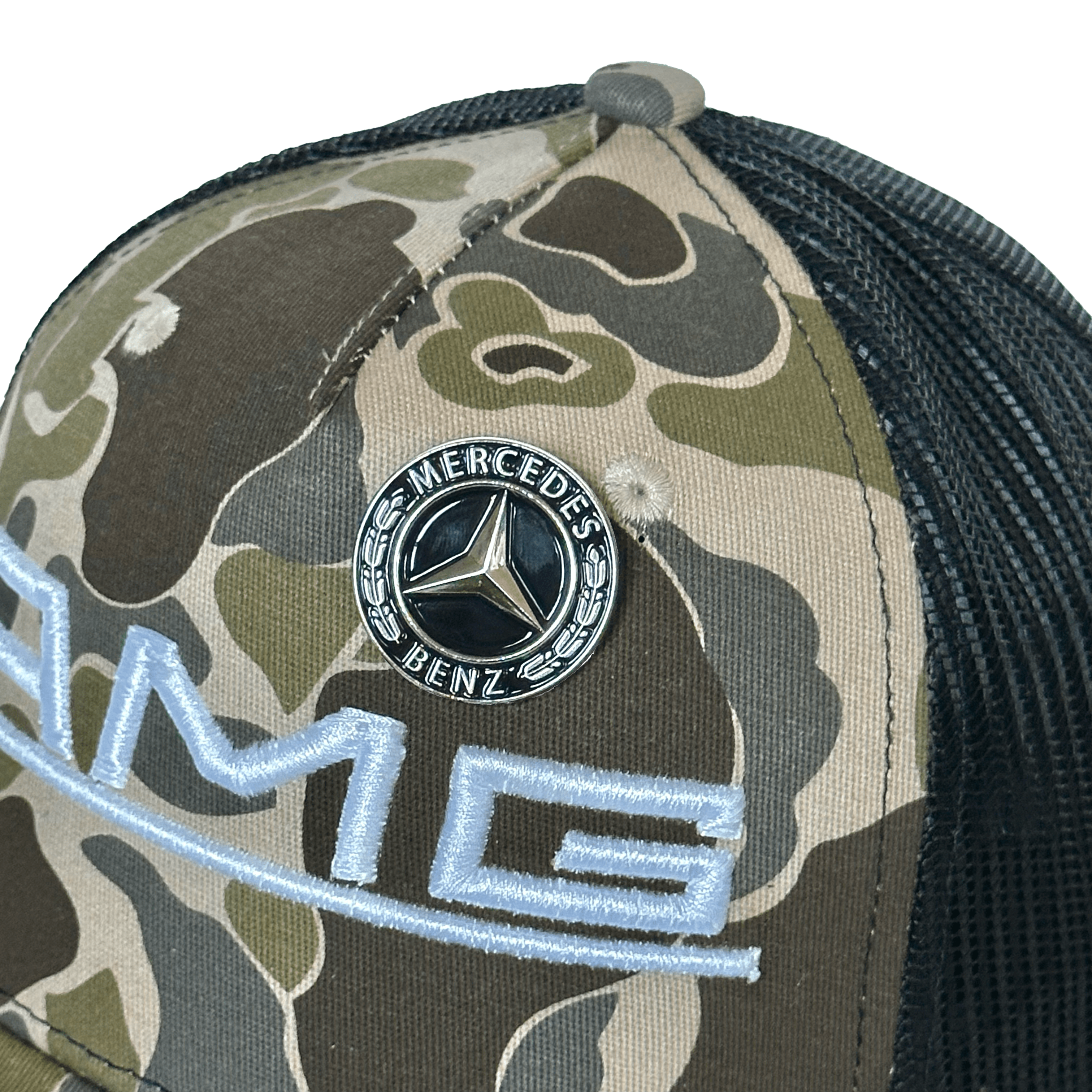 OG AMG LOGO CAMO TRUCKER HAT W/ MERCEDES-BENZ EMBLEM PIN