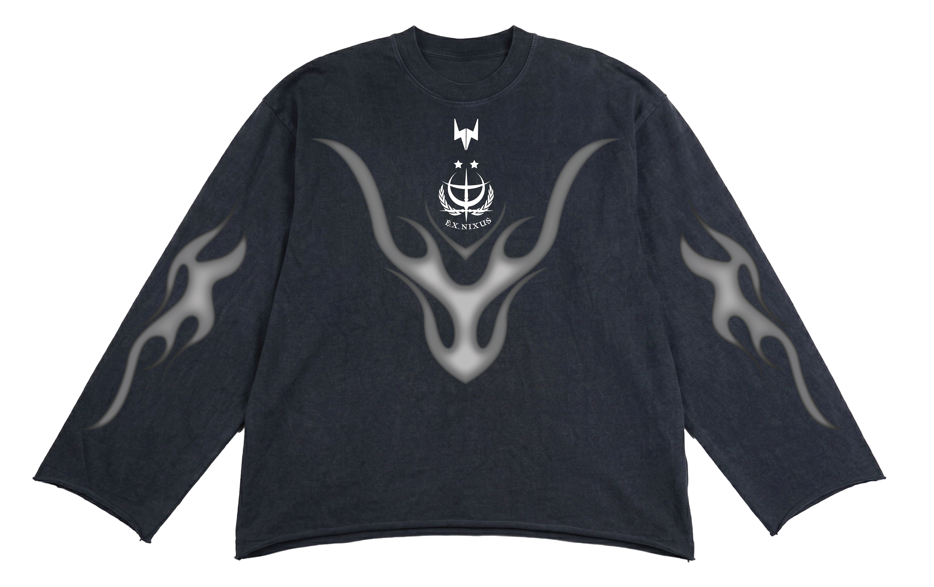 E.X. NIXUS LONG SLEEVE FLAMES SHIRT - BLACK